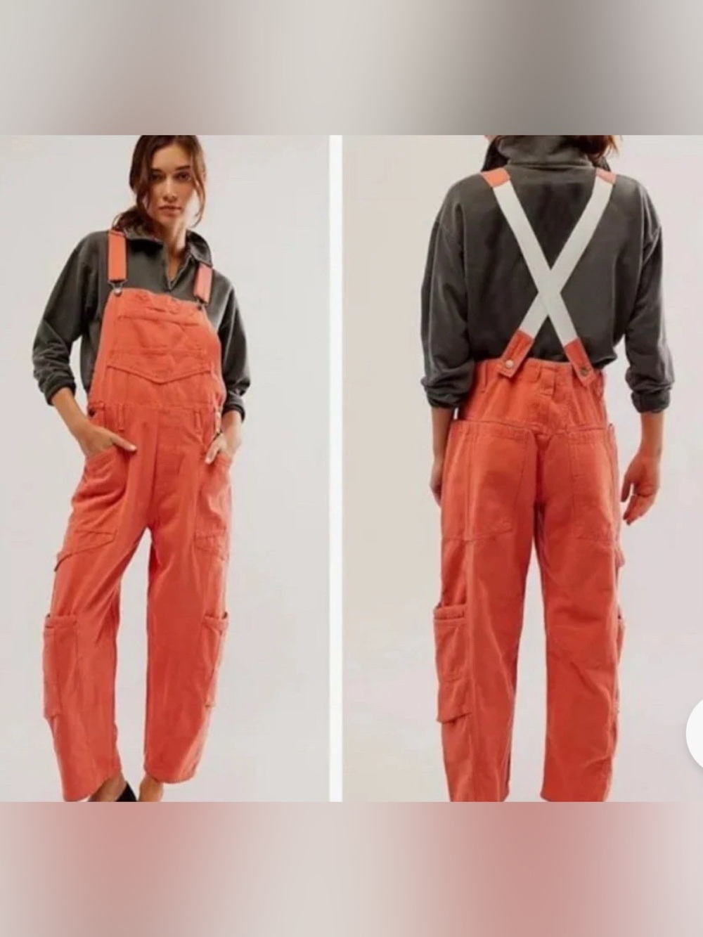 Free People Rayna Carpenter Overalls Sz Small / Burnt Orange